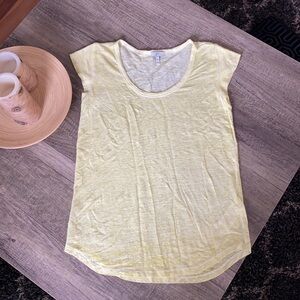 Joie Linen Yellow Round Neck Blouse Size Small